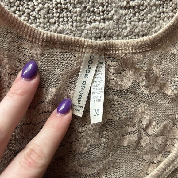 Color Story Womens Medium M Sleeveless Tank Top Cami Floral Stretch Mesh Y2K 90s - Picture 4 of 8